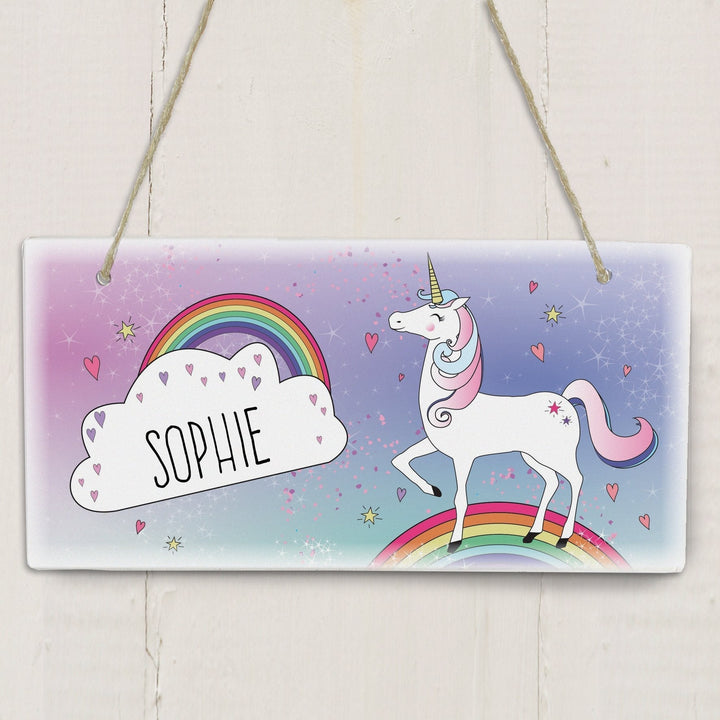 Personalised Unicorn Wooden Sign in gift category 