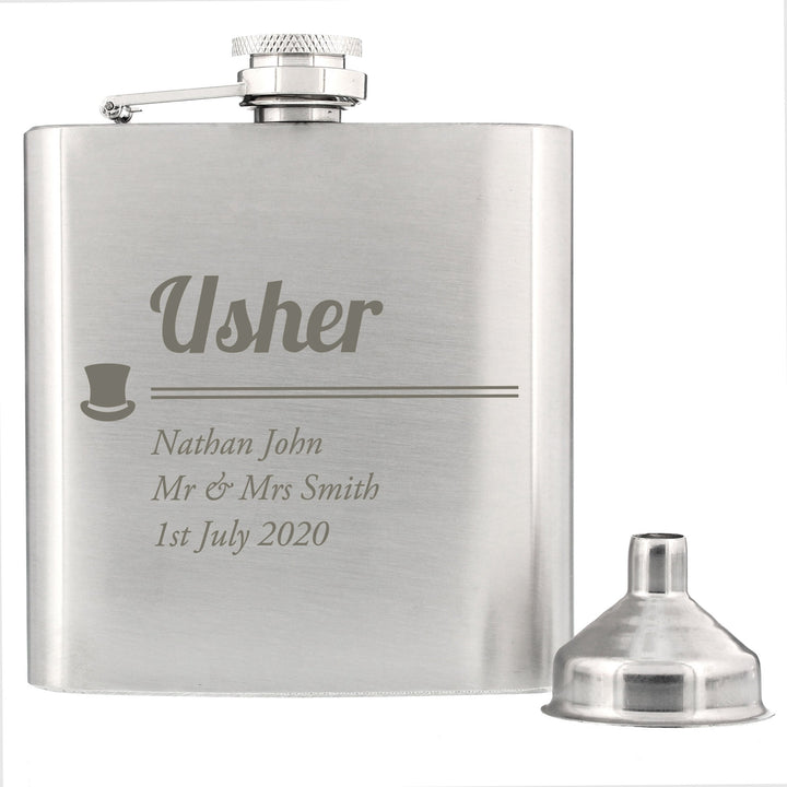 Personalised Usher Hip Flask in gift category 