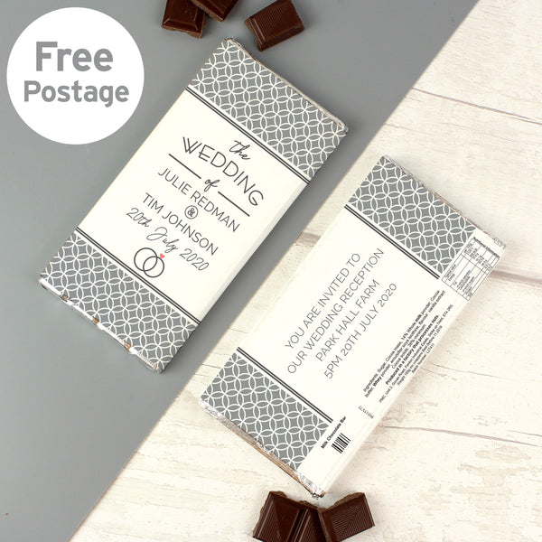 Personalised Wedding Milk Chocolate Bar in gift category Personalised Chocolate Bars