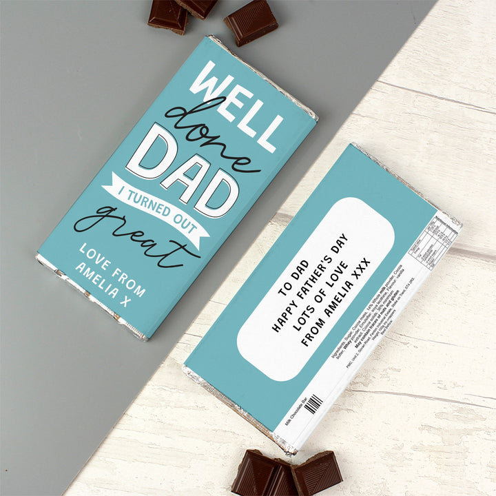 Personalised Well Done Dad... Milk Chocolate Bar in gift category Personalised Chocolate Bars