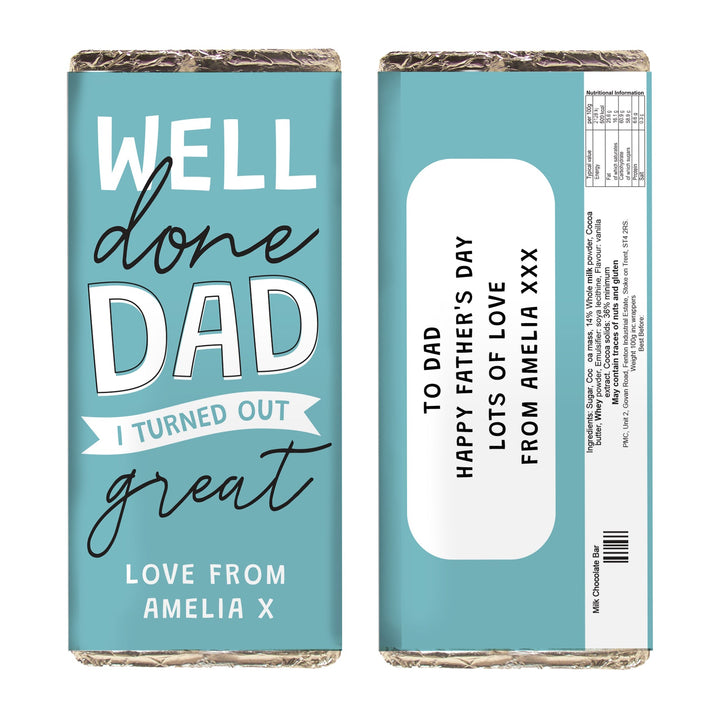 Personalised Well Done Dad... Milk Chocolate Bar in gift category 