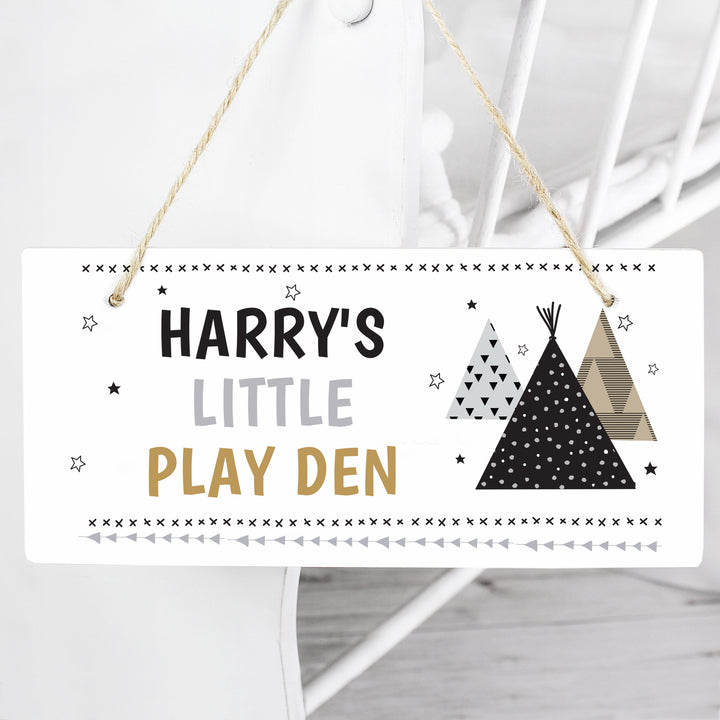 Personalised Wigwam Wooden Sign in gift category 