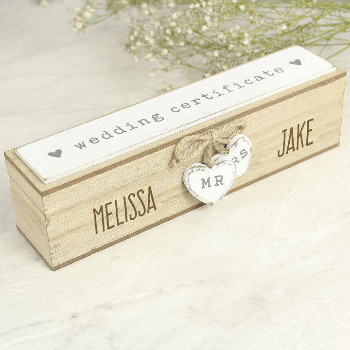 Personalised Wooden Wedding Certificate Holder in gift category 