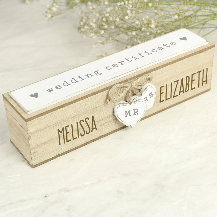 Personalised Wooden Wedding Certificate Holder in gift category 