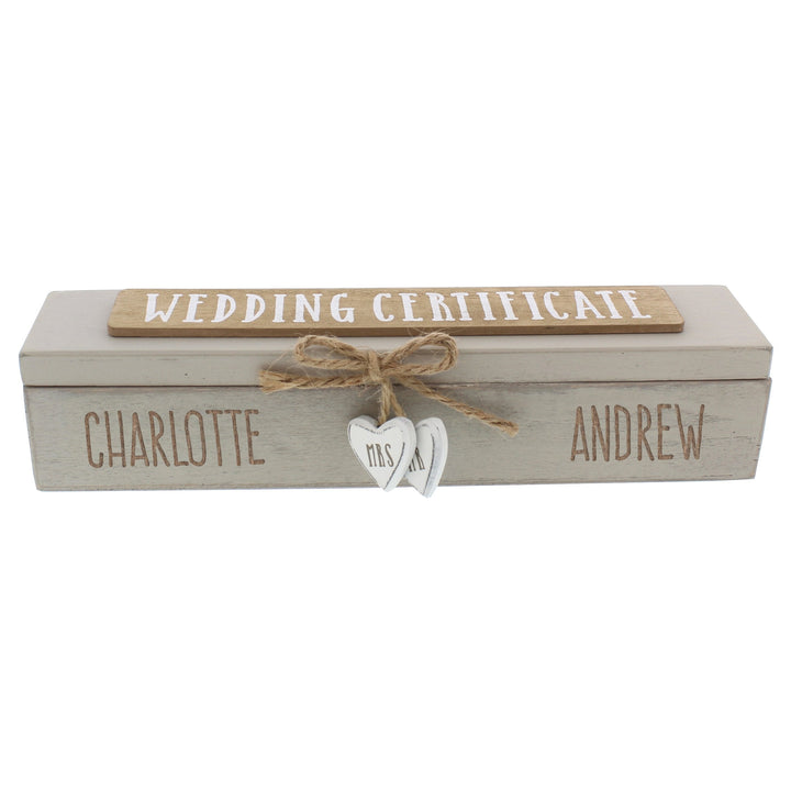 Personalised Wooden Wedding Certificate Holder in gift category 