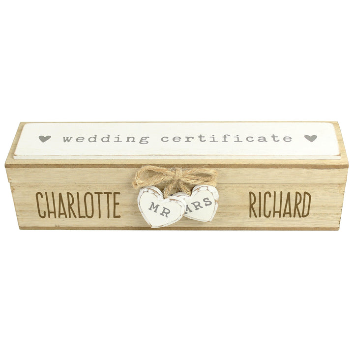 Personalised Wooden Wedding Certificate Holder in gift category 