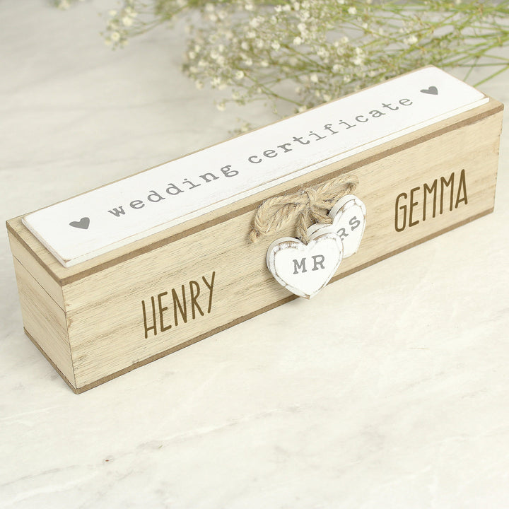 Personalised Wooden Wedding Certificate Holder in gift category 