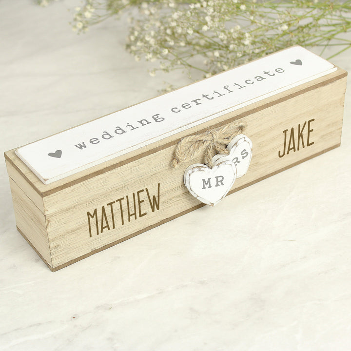 Personalised Wooden Wedding Certificate Holder in gift category 