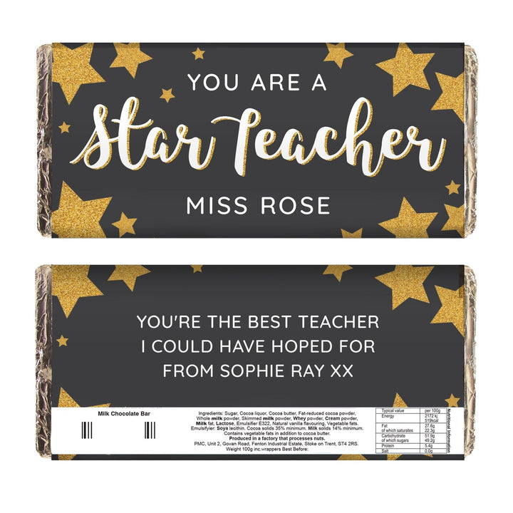 Personalised You Are A Star Teacher Milk Chocolate Bar in gift category 