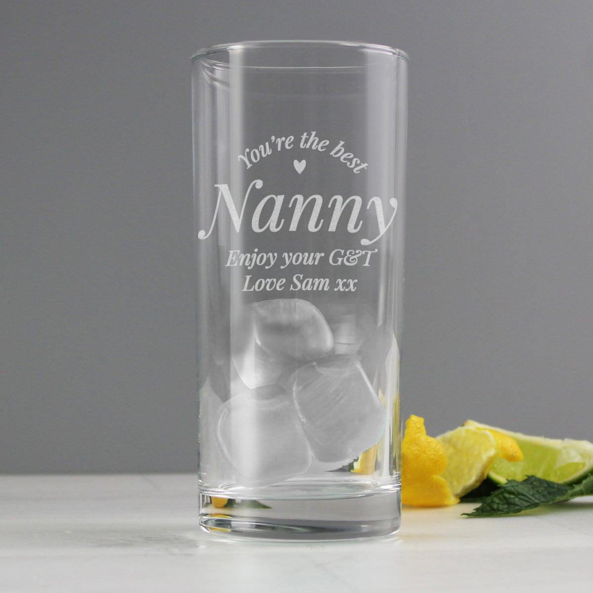Personalised Engraved Bubble Hi Ball Tall Glass Gin Tonic Birthday