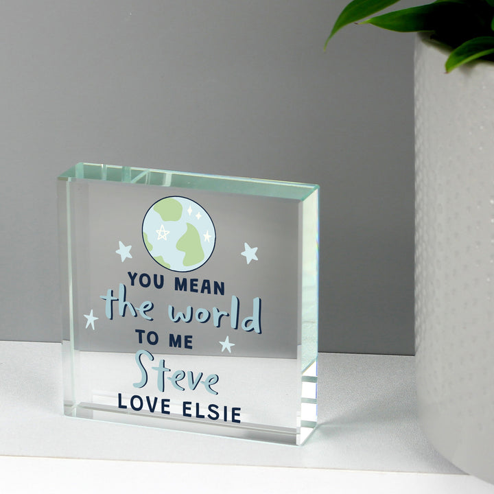 Personalised You Mean The World To Me Large Crystal Token in gift category 