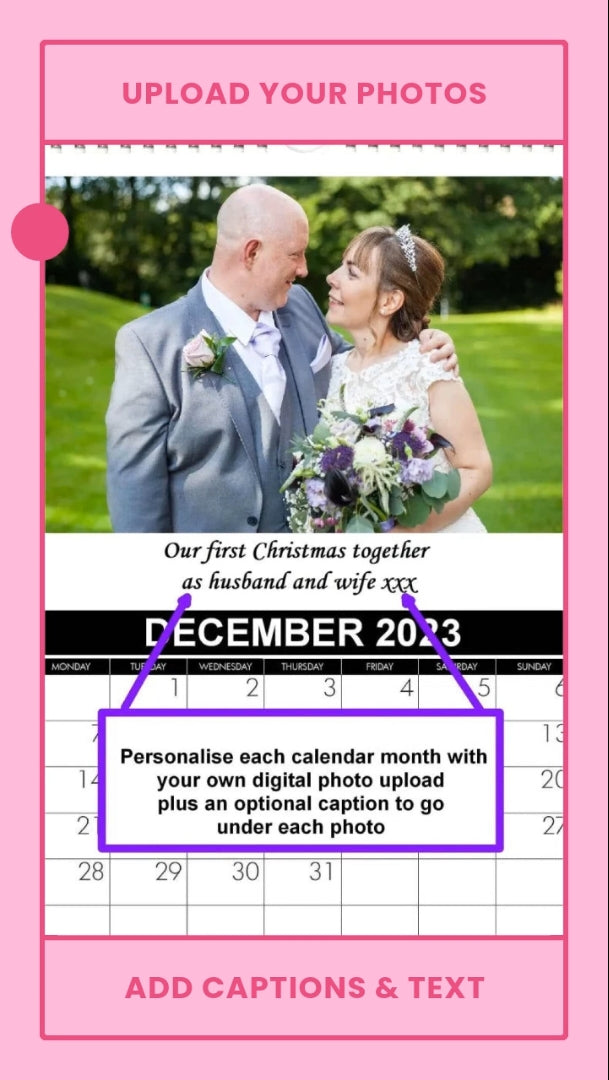 Personalised Calendars 2025 Video.  Buy Personalised Photo Calendar for 2025 with your uploaded digital photos, monthly captions and special dates such as birthdays, holidays and your 2025 special events