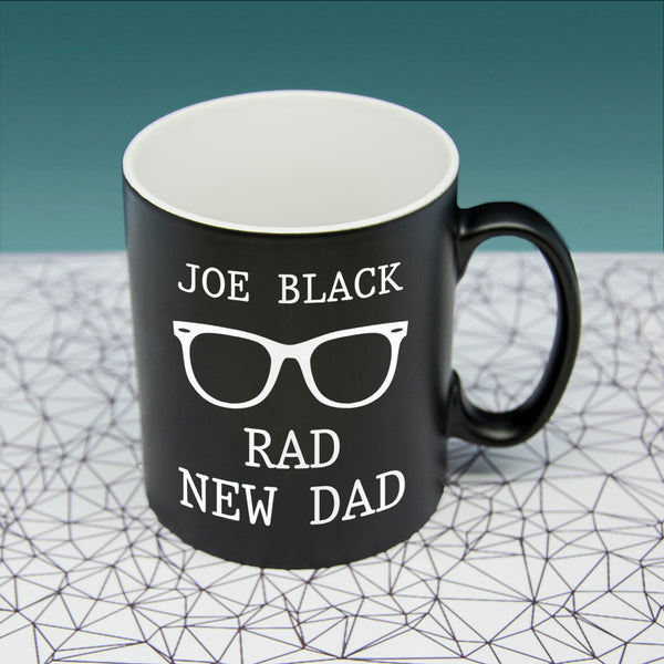 Rad New Dad Black Matte Mug in gift category Personalised Mugs