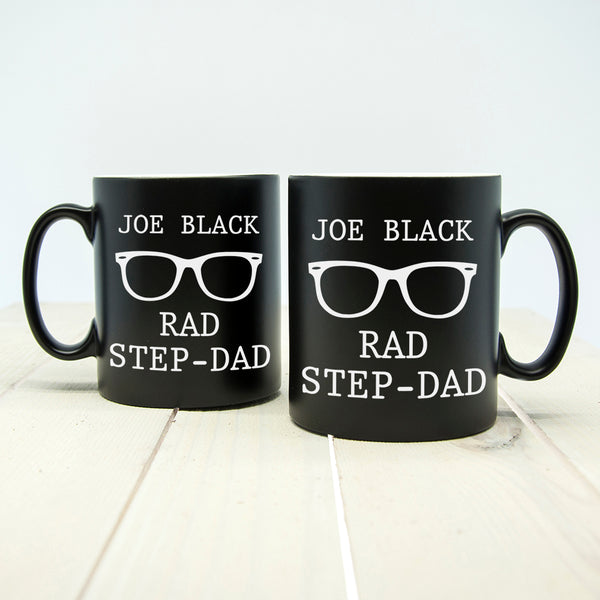 Rad Step Dad Black Matte Mug in gift category Personalised Mugs