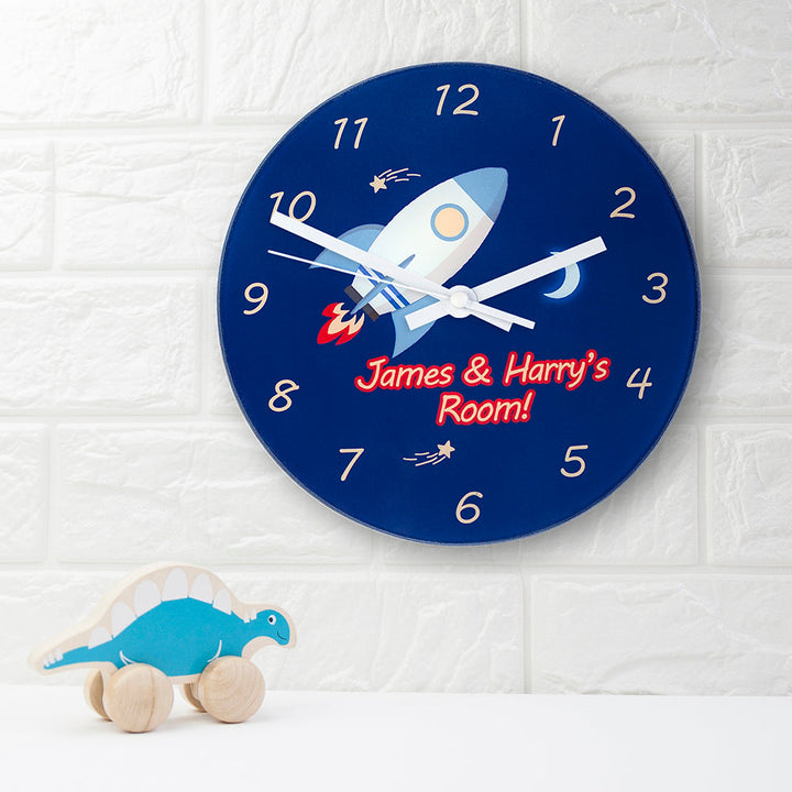 Rocket To The Moon Personalised Wall Clock in gift category Personalised Clocks