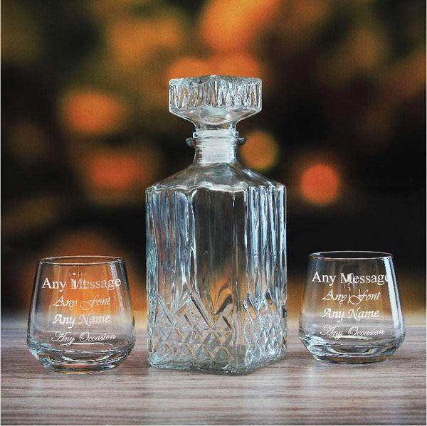 Buy Set of 2 Engraved 345ml Tallo Tumblers and Prysm Decanter from www.giftsfinder.co.uk