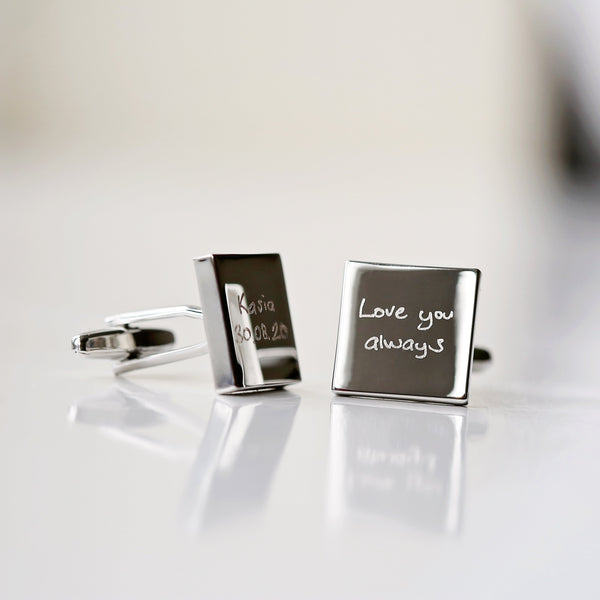 Engraved Own Actual Handwriting Cufflinks - part of the Personalised Cufflinks collection