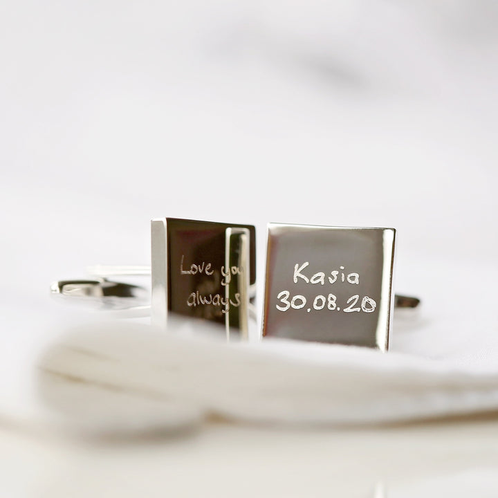 Engraved Own Actual Handwriting Cufflinks - 