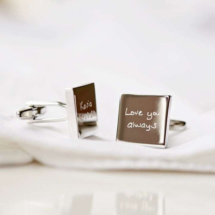 Engraved Own Actual Handwriting Cufflinks - 