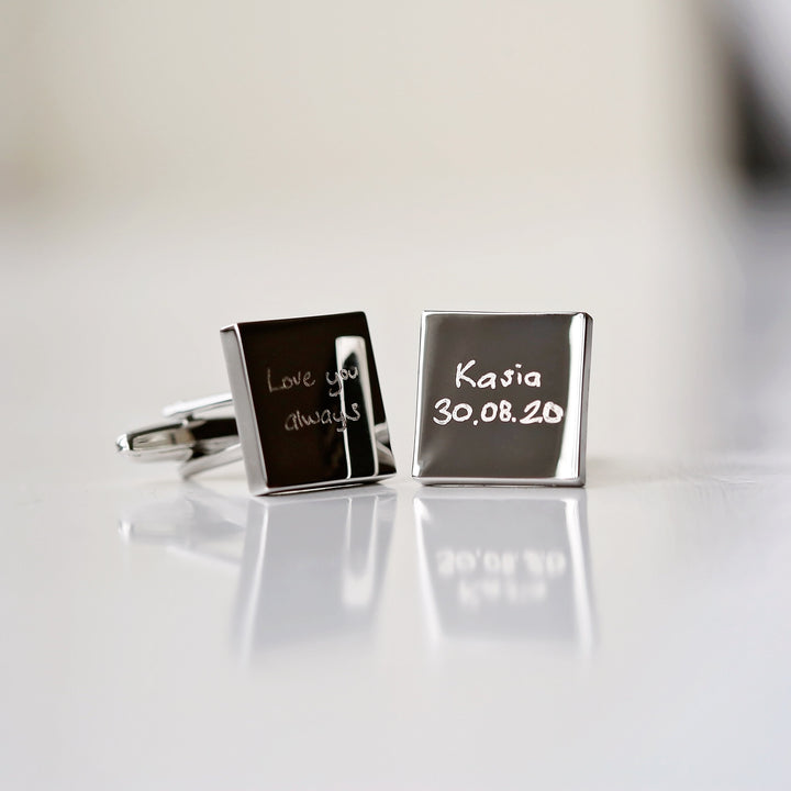 Engraved Own Actual Handwriting Cufflinks - Wear We Met