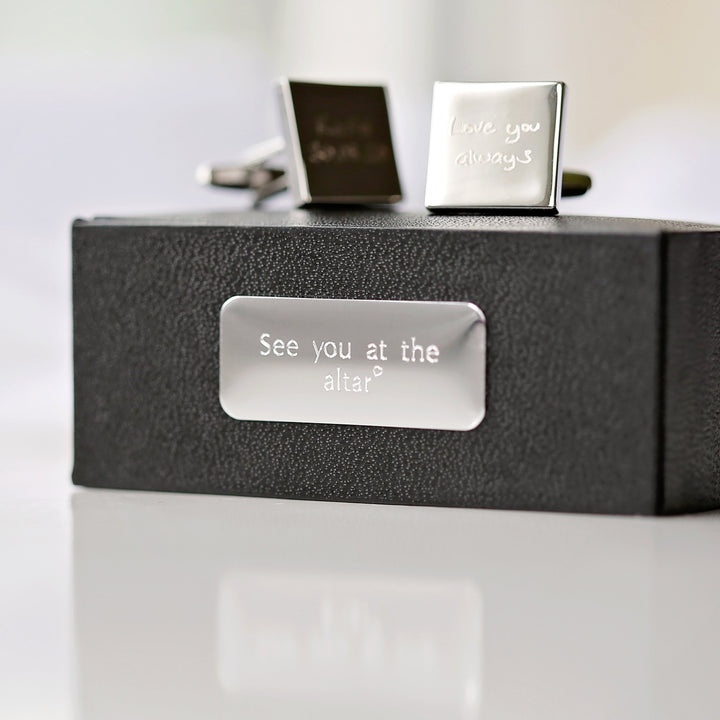 Engraved Own Actual Handwriting Cufflinks - Wear We Met