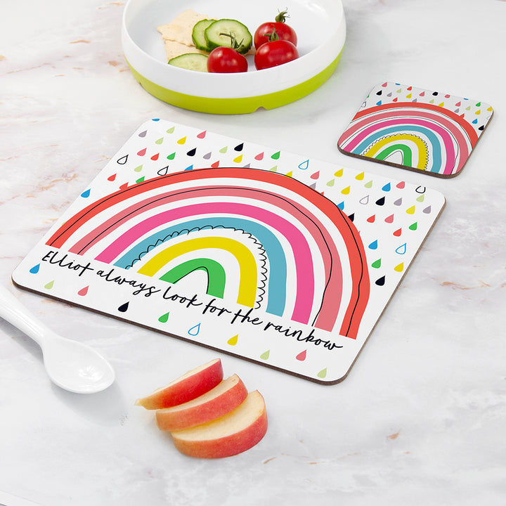 Personalised Childrenâ€™s Rainbow Placemat Set