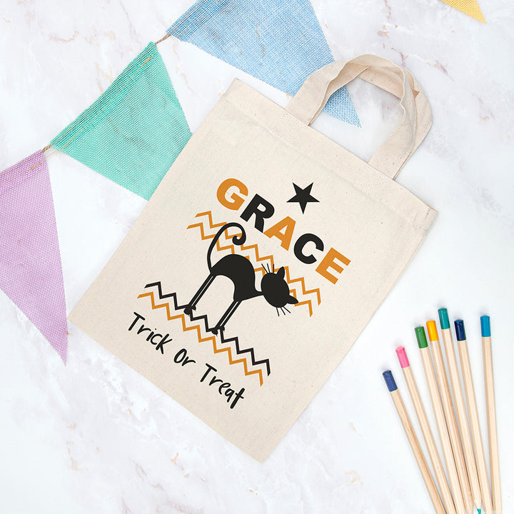 Personalised Cotton Halloween Trick or Treat Bag