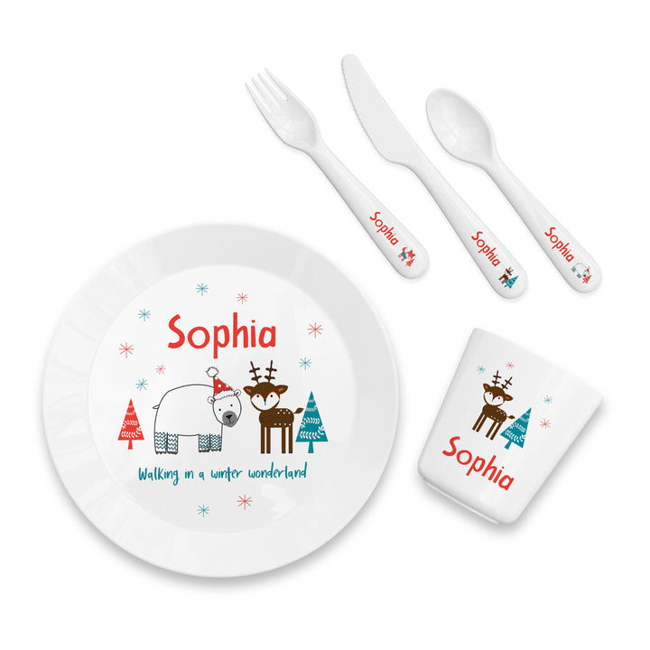 Buy Personalised Kids Winter Wonderland Dining Set available now at www.giftsfinder.co.uk