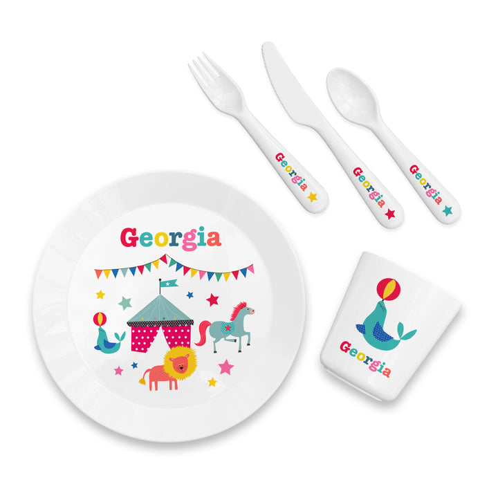 Buy Personalised Kids Circus Dining Set available now at www.giftsfinder.co.uk