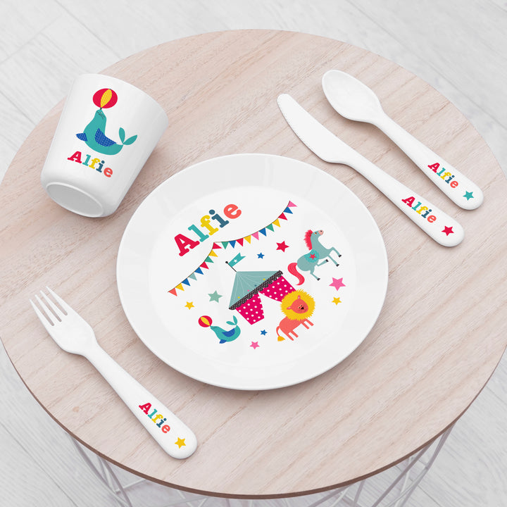 Buy Personalised Kids Circus Dining Set available now at www.giftsfinder.co.uk