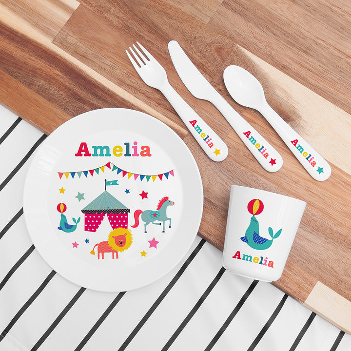 Buy Personalised Kids Circus Dining Set available now at www.giftsfinder.co.uk