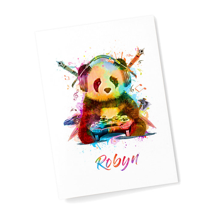 Personalised Watercolour Panda Gaming Print