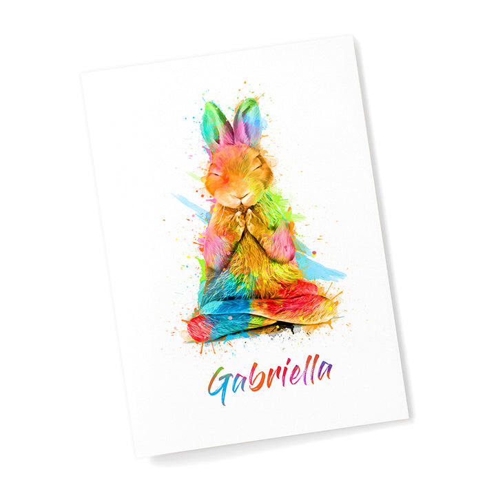 Personalised Watercolour Rabbit Meditation Print