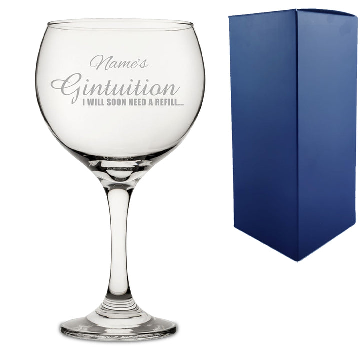 Personalised Engraved Novelty Gin Balloon Glass with Names GINtuition, Gift Boxed Image 2