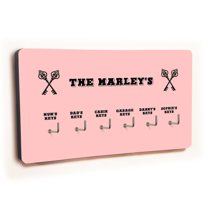 Personalised Novelty Pink 6 hook key holder - Cross keys Image 2