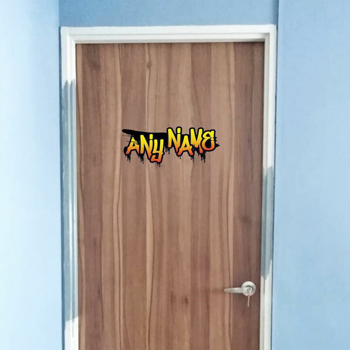 Personalised Yellow Graffit Sticker Perfect For Bedroom Doors or Wall Any Name Printed Simply Peel and Stick - 300mm wide in gift category 