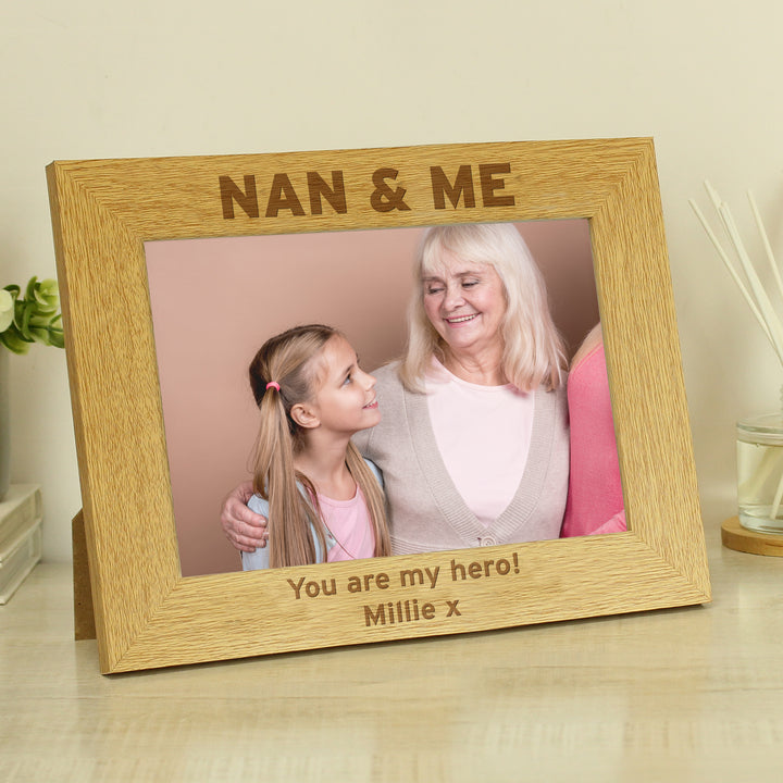 Buy Personalised Nan & Me 5x7 Landscape Wooden Photo Frame at www.giftsfinder.co.uk