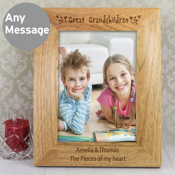 Buy Personalised Great Grandchildren 5x7 Wooden Photo Frame available now at www.giftsfinder.co.uk