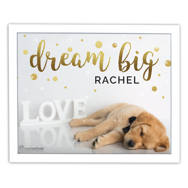 Buy Personalised Rachael Hale Dream Big White Framed Print at www.giftsfinder.co.uk