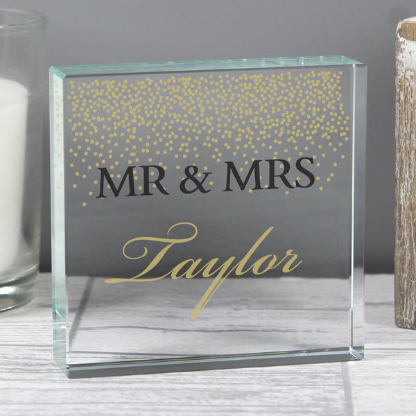 Buy Personalised Gold Confetti Crystal Token available now at www.giftsfinder.co.uk