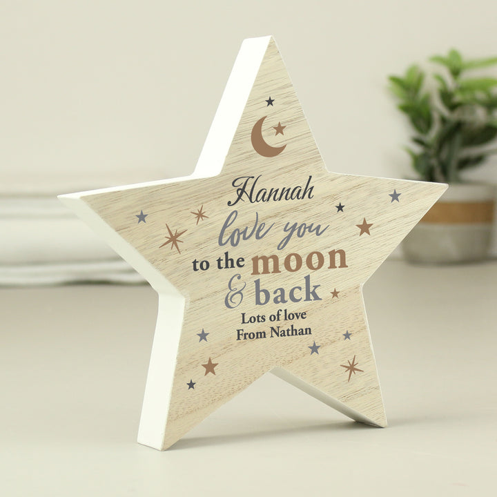 Buy Personalised Love You Wooden Star Ornament available now at www.giftsfinder.co.uk