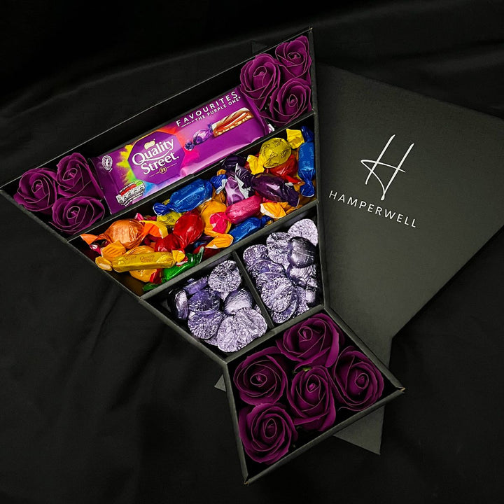 Quality Street Signature Chocolate Bouquet With Purple Roses in gift category 