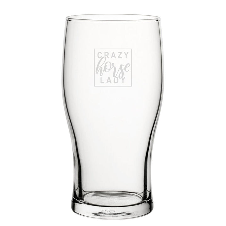 Crazy Horse Lady - Engraved Novelty Tulip Pint Glass