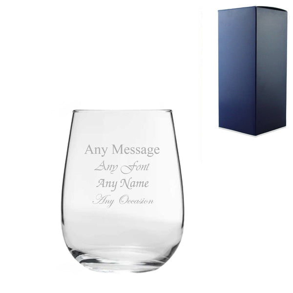 Engraved 475ml Corto Stemless Wine Glass with Gift Box
