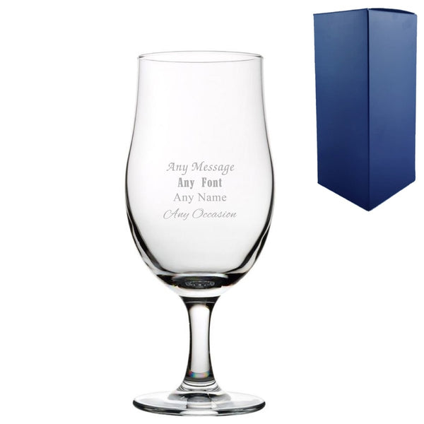 Engraved Any Message Draft Stemmed Beer Glass, Gift Boxed