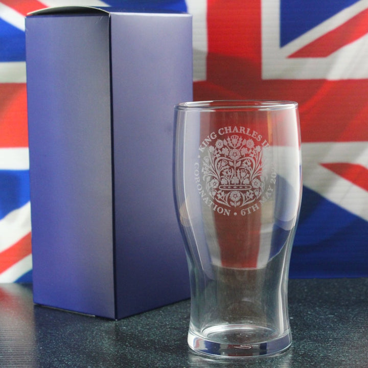 Engraved Commemorative Coronation of the King Pint Glass