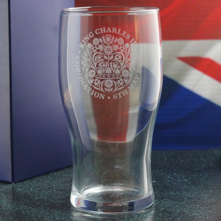 Engraved Commemorative Coronation of the King Pint Glass
