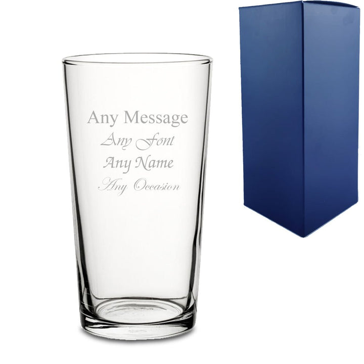 Engraved Conical Pint Glass with Gift Box