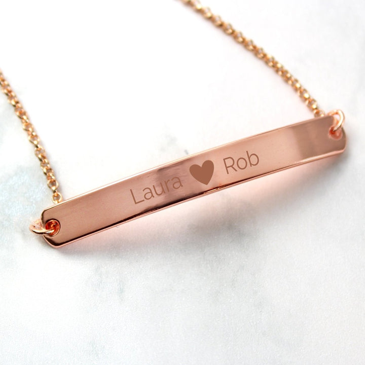 Personalised Rose Gold Tone Heart Bar Bracelet in gift category 