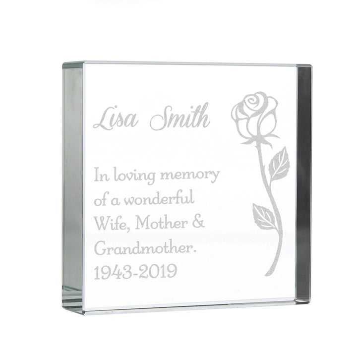 Personalised Rose Large Crystal Token - part of the Gifts Finder Personalised Ornaments & Keepsakes collection